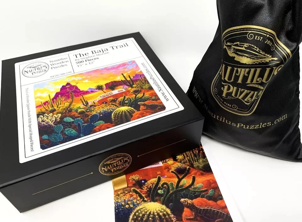 NAUTILUS WOODEN PUZZLE 4 ADULTS Baja Trail 500 Piece Jigsaw STEPHEN MORATH ART - Image 2 of 4