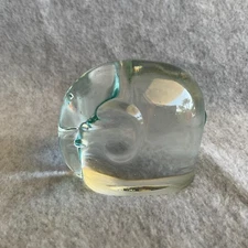 Vtg Glass Round Elephant Paperweight  Animal Decorative Object Decor 3 x2.5 x2"