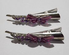 PINK CRYSTAL BUTTERFLY HAIR CLIPS X 2