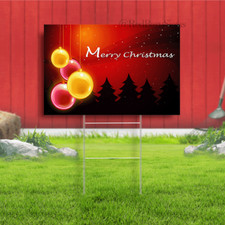 Merry christmas with sparkling balls yard sign