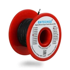 BNTECHGO 20 Gauge Silicone wire spool 50 ft Black Flexible 20 AWG Stranded Tinne