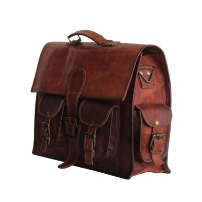 Borsa messenger uomo vera pelle marrone vintage tracolla valigetta laptop 18
