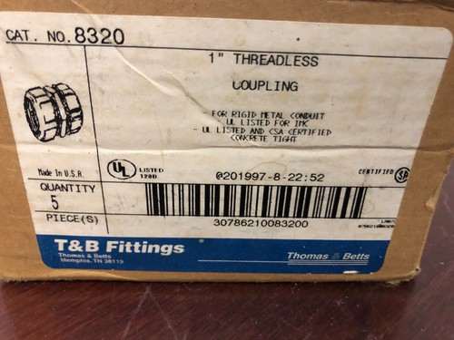 (2) THOMAS & BETTS 8320, Rigid Conduit Coupling, 1", Malleable Iron, Threadless - Picture 3 of 4