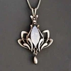 Retro Bohemian Lotus Inlaid Gemstone Pendant Necklace Gothic Fashion Party New