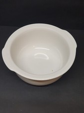 Vintage kleine wei&szlig;e runde Keramik Schale mit 2 Griffen ~ 14 cm