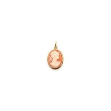 Pendentif "camée fond orange"plaqué or 750/000 garanti sans nickel