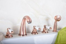 Antique Red Copper Roman Bath Tub Faucet Mixer Tap With Hand Spray Shower Ztf189