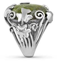 CONNEMARA MARBLE J.C. WALSH & SONS  STERLING SHAMROCK RING  SIZE 5 JCW113