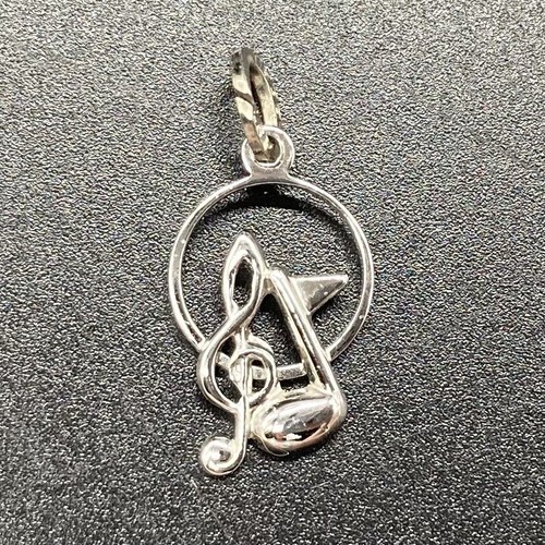 Beau Sterling Silver Charm Pendant Clef Music Flat Note .52 grams - Picture 2 of 4
