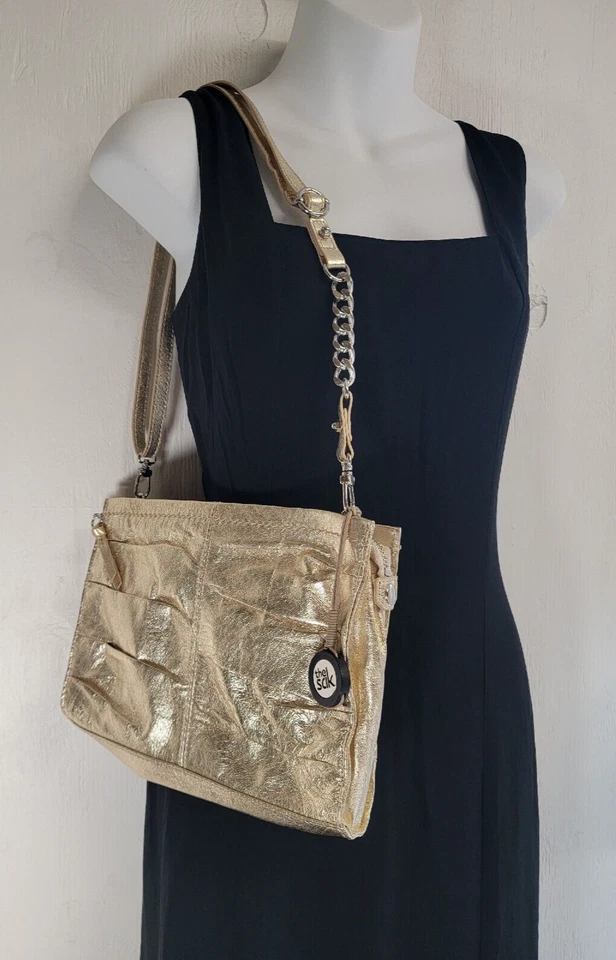 The SAK Charleston Metallic Gold Leather Convertible Crossbody Shoulder Clutch - Image 2 of 4