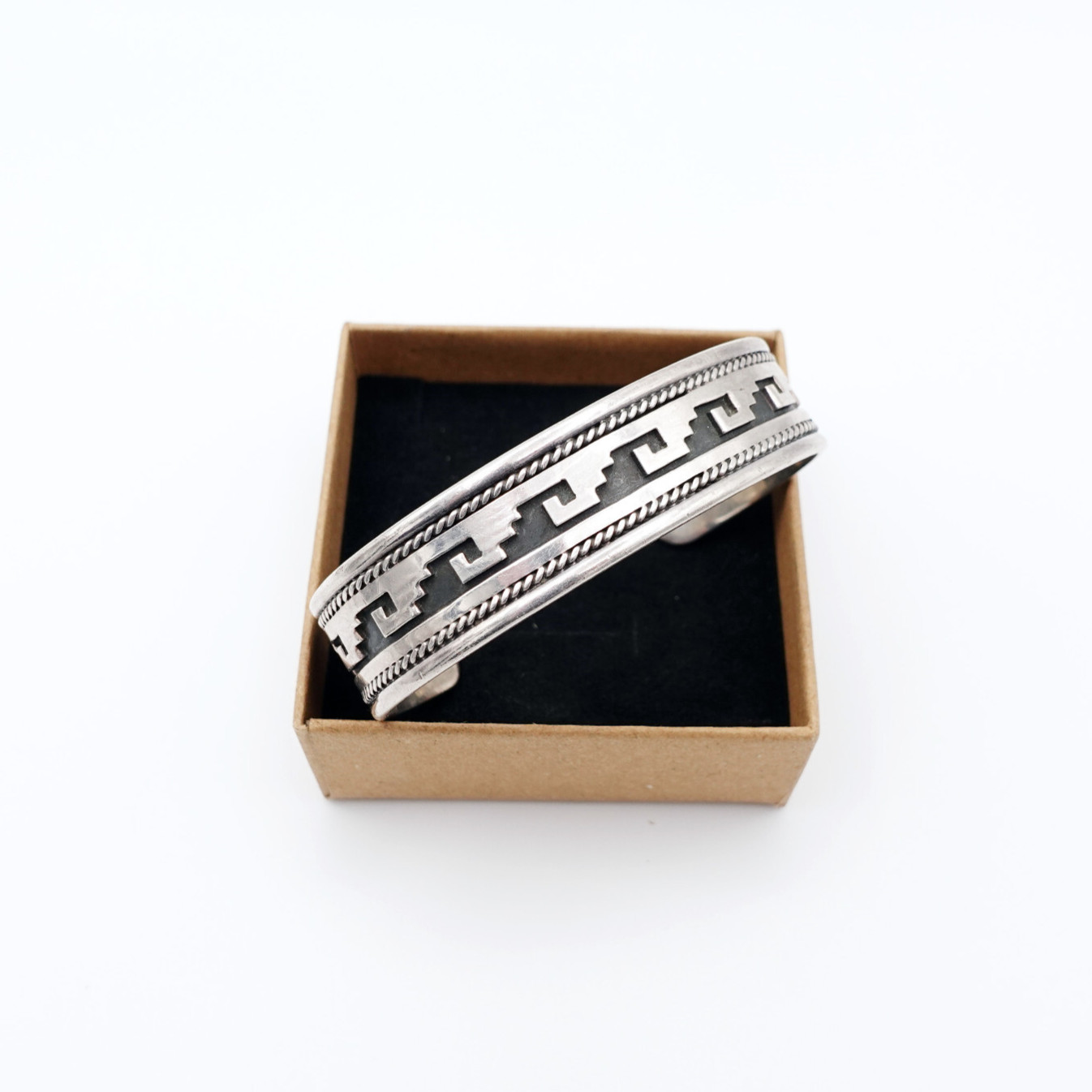 Solid Sterling Silver Overlay Cuff Bracelet with … - image 2