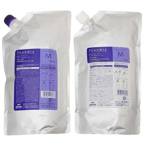 【Refill】Milbon Plarmia Hair Serum Shampoo M & Treatment M 1000ml Set from Japan - Picture 1 of 3