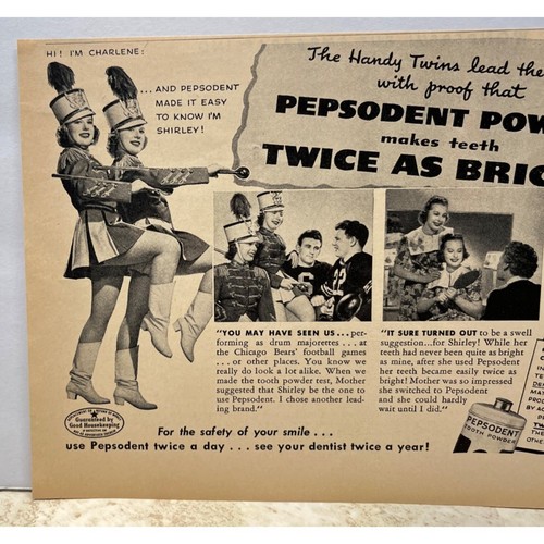 Pepsodent Tooth Powder Vintage Print Ad 40s The Handy Twins Marching Band - Picture 4 of 6