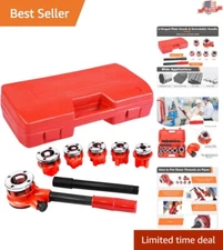 Premium Ratchet Pipe Threader Kit with 6 Dies and Storage Case - Durable Cast...