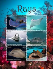 Tuvalu 2018 - Rays Ocean Life Fish - Sheet of 6 stamps - MNH