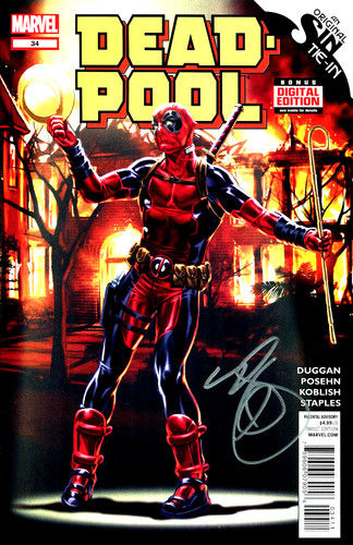 DEADPOOL #34 ORIGINAL SIN SIGNED BY ARTIST MARK BROOKS