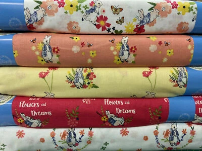 VISAGE Beatrix Potter Peter Rabbit Spring Cotton Fabric by 1/4 Metre* Floral/Flowers
