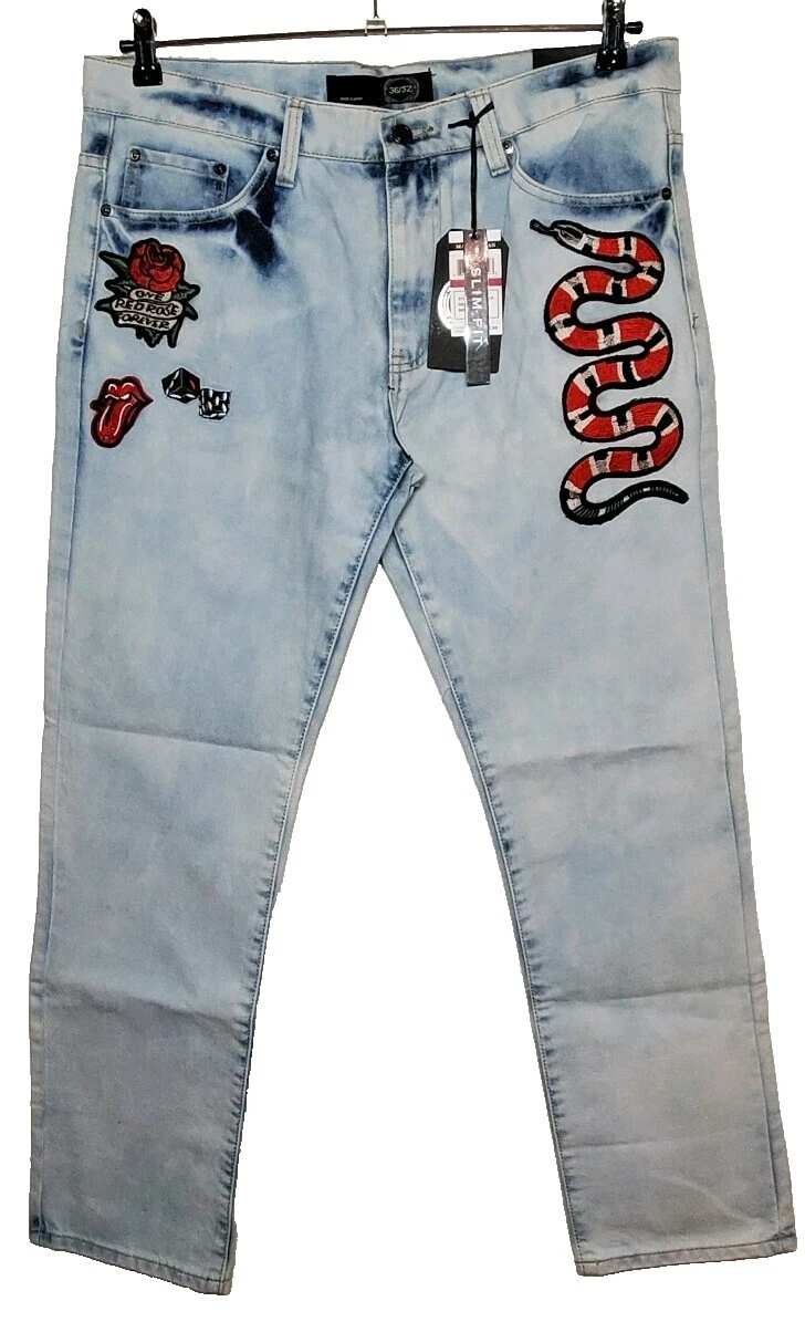 男士玫瑰牛仔裤