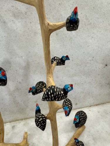 2 Guinea fowl Hand Made Wood Sculptures African Art South África - Picture 9 of 11