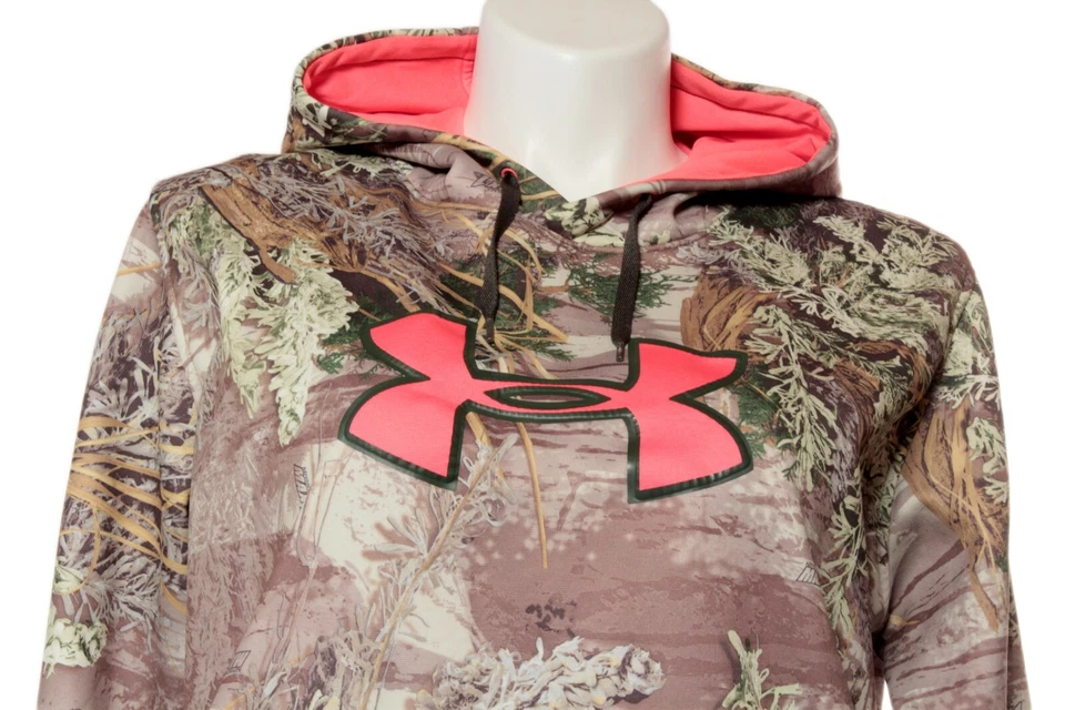 Sudadera con Capucha Under Armor Camuflada con Logo Rosa Bolsillo Canguro Damas Talla Pequeña Foto 3 de 4