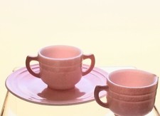 HAZEL ATLAS MODERNTONE CHILDRENS Creamer Sugar Plate PINK