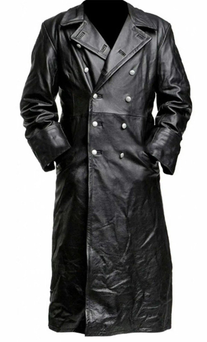 Men's Leather Jacket WW2 German Officer Trench Coat - Classic