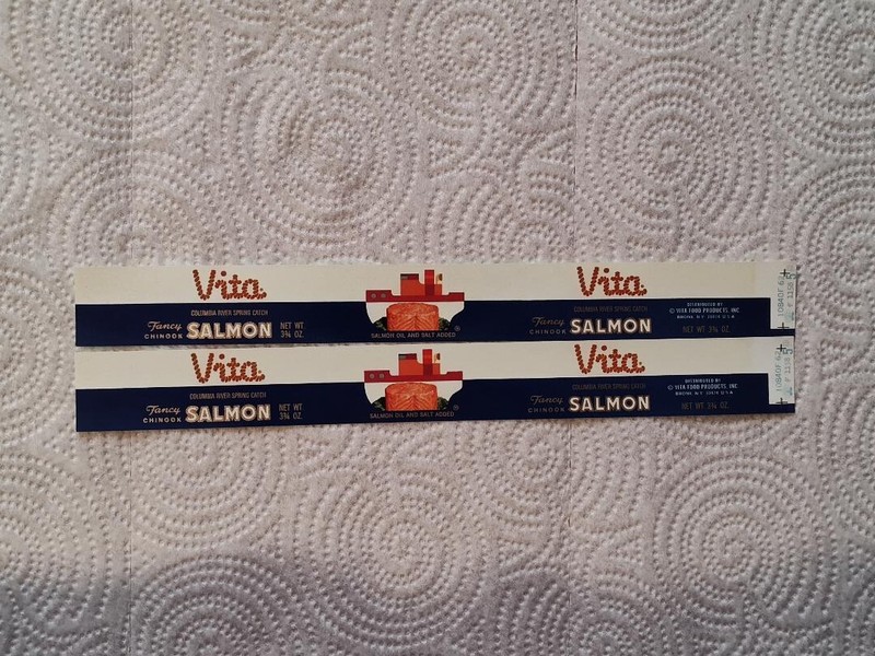 2 Vita Fancy Chinook Salmon Vintage Can Labels ViTA Food Products Bronx, NY