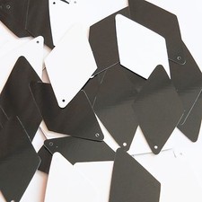 Sequin Long Diamond 1.75" Black and White Duo Two Sided Opaque. Made in USA