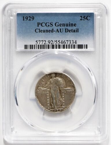 1929 (P) Standing Liberty Quarter PCGS Genuine Cleaned- AU Detail - Picture 3 of 4