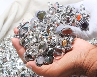 Natural Amethyst & Mix Gemstone 925 Sterling Silver Plated Wholesale Rings Lot