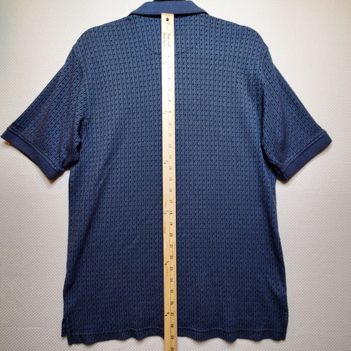 IZOD Golf Mens Polo Shirt Medium Blue Black Split Hem Cotton Blend - Picture 5 of 10