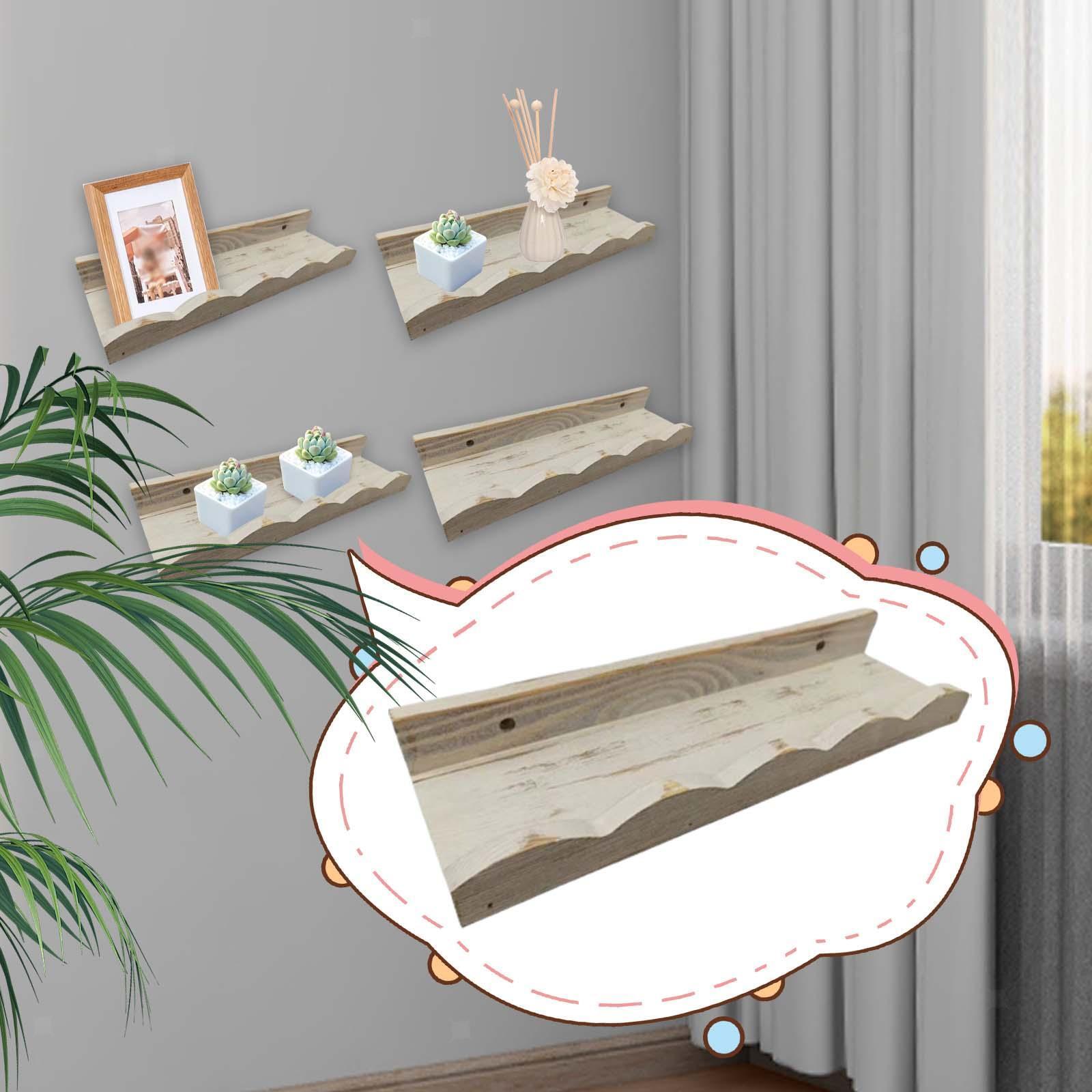 4x Rustic Wood Shelves Bookshelf Frames Nursery Window Floating Wall