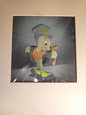 🟠 Disney Pinocchio 1939 Jiminy Cricket Courvoisier Original production cel hand