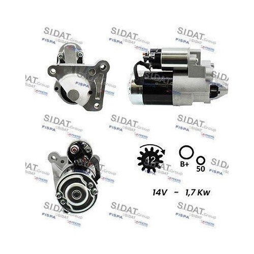 Démarreur Sidat S12MH0053A2 d'origine pour moteurs Mitsubishi et Renault