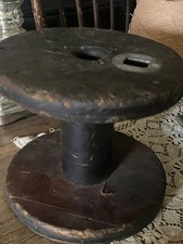 General Store Display DARK  Wood Textile Mill Thread Silk Spool Primitive Plinth