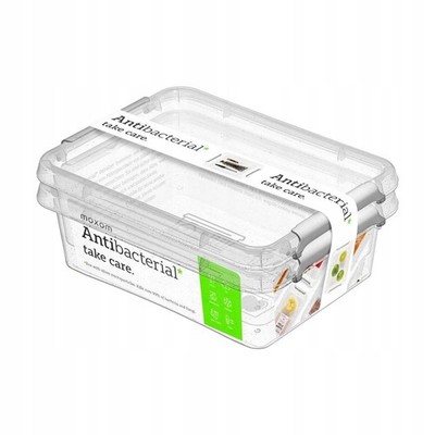 2x Antibacterial Food Storage Container Freshness Box 1.15L - New