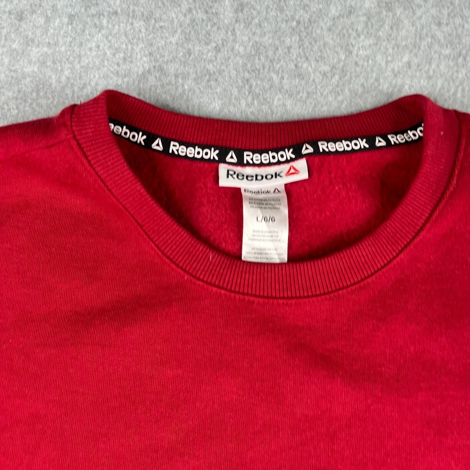 Reebok Sweater Large Red Graphic Print Long Sleeve Crew Neck Casual - Image 4 of 4