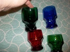 4 Vintage Anchor Hocking Georgian Forest Green Blue Red 4.25" & 5.25" Tumblers