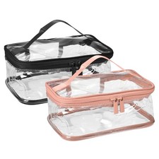 2pcs Clear Makeup Bags for Travel PVC Zipper Makeup Pouch for Girl