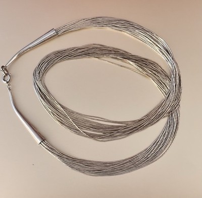 VTG Native American Navajo Sterling Silver 20 Strands Liquid Silver Necklace 24 