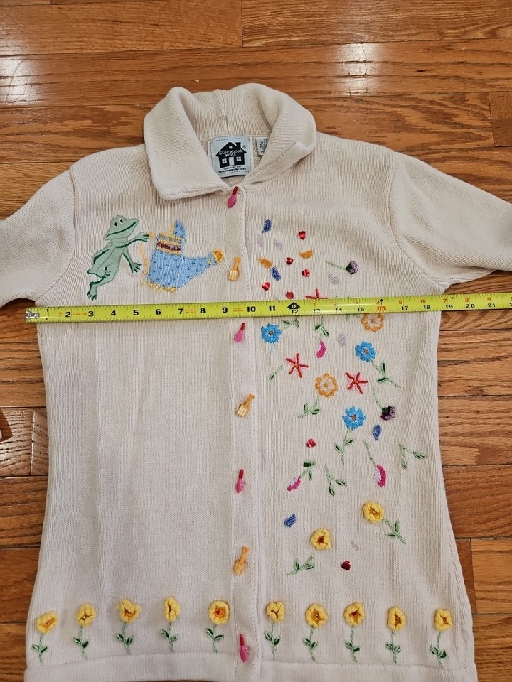 Vintage Storybook Knits Button Peach Cardigan Sweater Women’s XS Spring ...