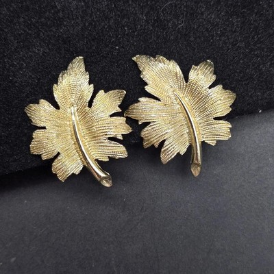Women's Leaf Shape Stud Earring 14K Yellow Gold Plated 925 Sterling Silver