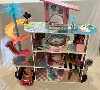 LOL Surprise OMG Wood Doll House Floors Mansion w Slide 13 Dolls