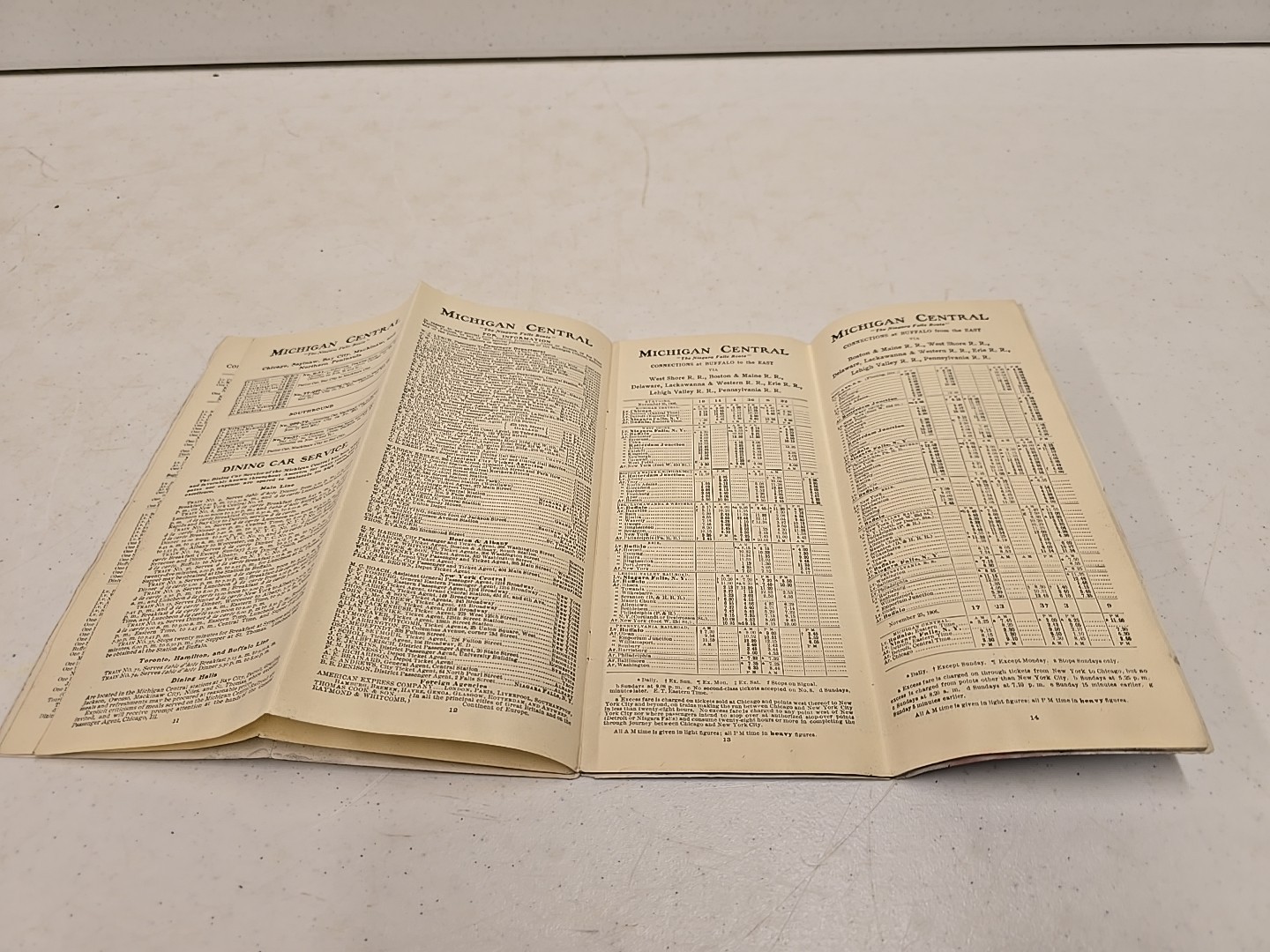 Antique Winter 1906 MCRR Michigan Central Railroad Niagra Falls Route Time Table
