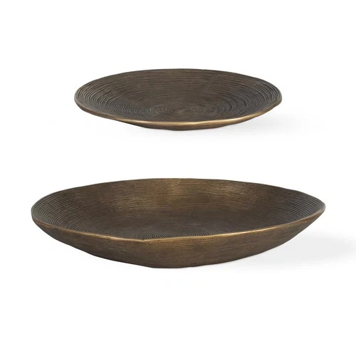 Uttermost 18255 Stratum 18"W Aluminum Decorative Bowls - Set of 2 - Brass - Picture 1 of 5