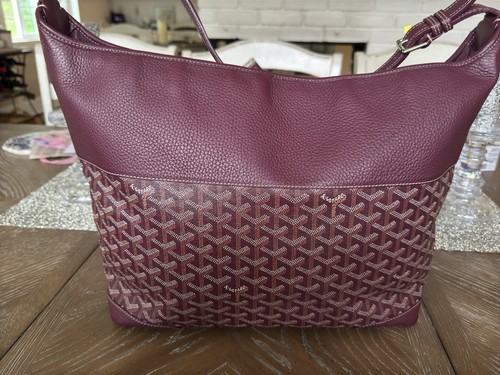 EUC.  Goyard Grenadine Shoulder Bag Burgundy Coated Canvas Leather. Authentic