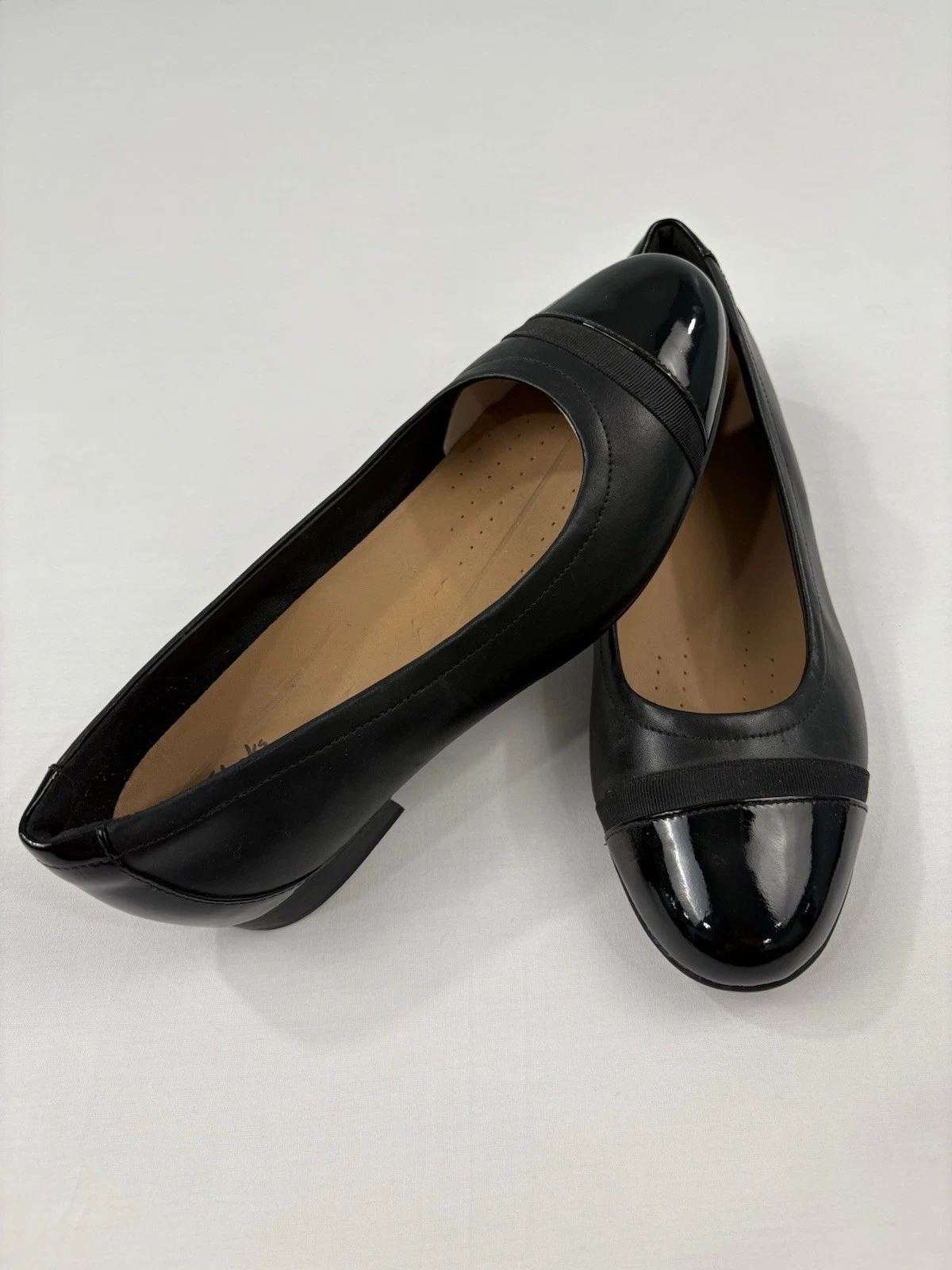 Scarpe ballerine Clarks destrutturate donna taglia 9 nere in pelle slip on