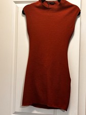 Zara Rust Knit Bodycon Dress Cut-Out Short Sleeveless Regular Size M