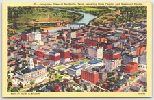 Vintage Aeroplane View Nashville Tennessee State Capitol Postcard