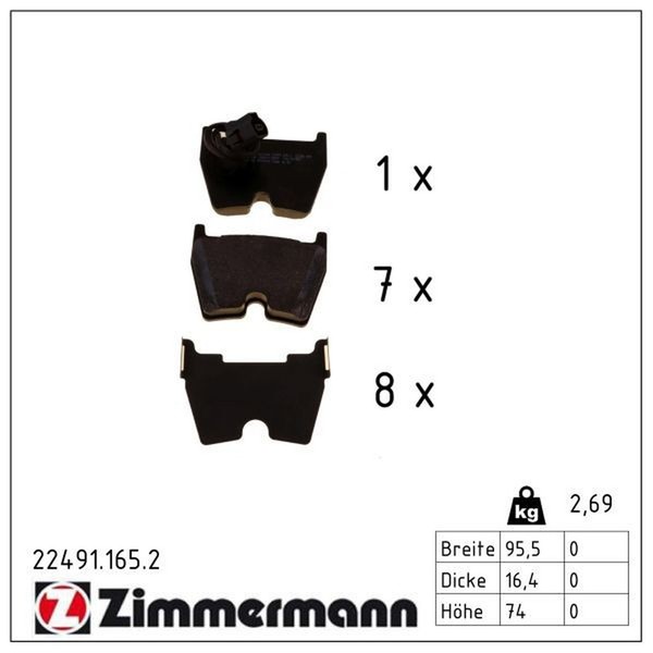 Zimmermann 22491.165.2 Bremsbelagsatz, Scheibenbremse-image